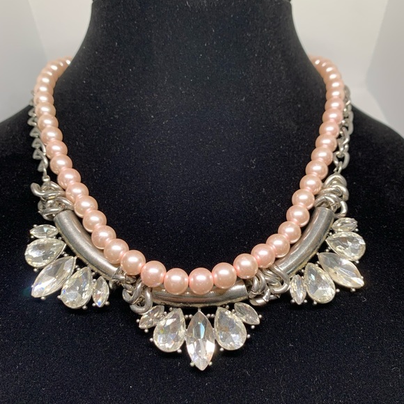 Gorgeous Layered Crystal and Pearl Statement Necklace - Picture 5 of 8